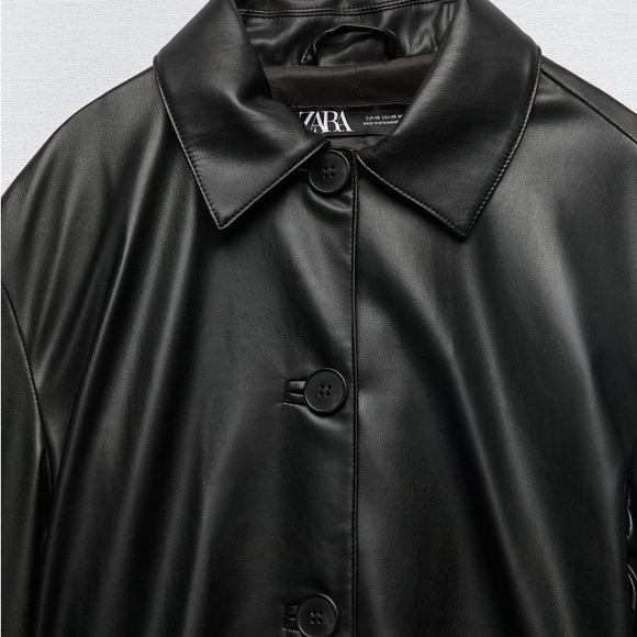 ZARA FAUX LEATHER BELTED OVERSHIRT XS - Picture 9 of 9